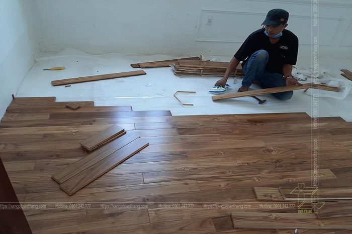 Sàn gỗ teak thi công tại Villa Khang Điền Quận 9
