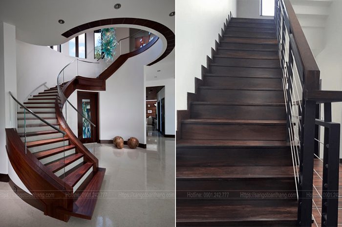 Sàn gỗ Chiu Liu engineer còn được sử dụng để ốp mặt bậc cầu thang